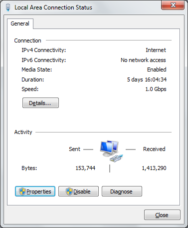 Local Area Connection Status