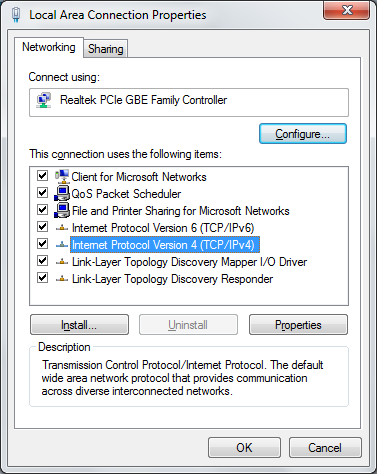 Local Area Connection Properties