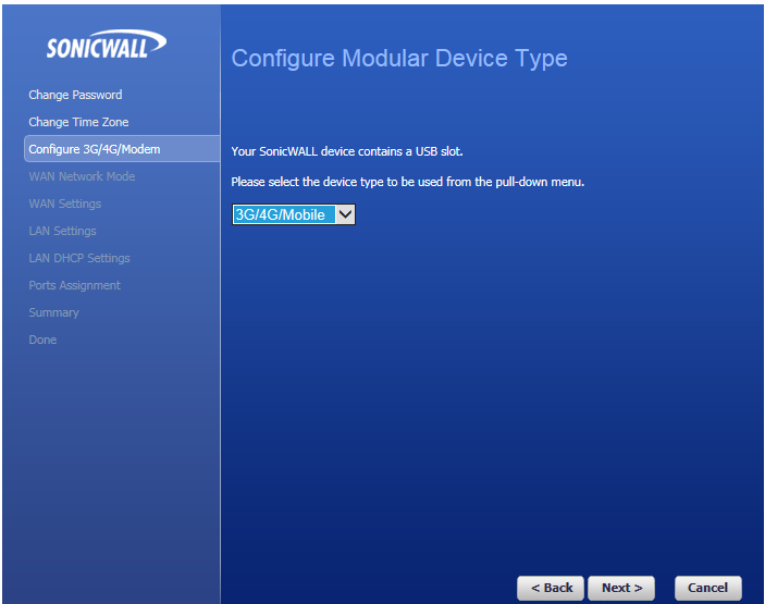 Sonicwall modem set-up