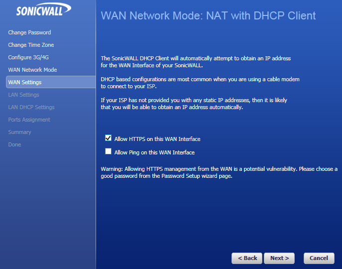 Sonicwall allow HTTPS administration