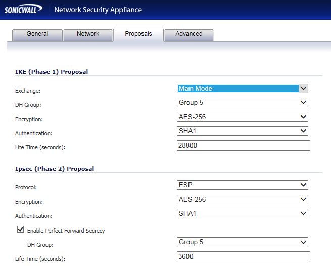 Sonicwall-DrayTek VPN Proposals