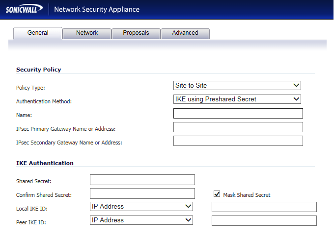 Add VPN Policy Sonicwall