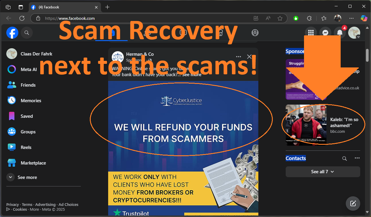 Scam recovery next to the scams!