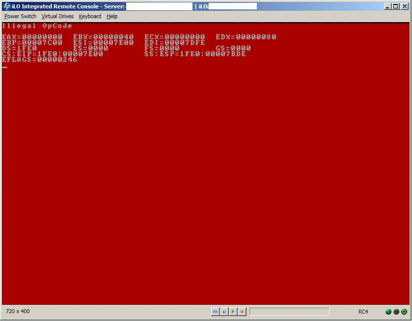 HP DL360 G7 Red Screen of Death Illegal OpCode