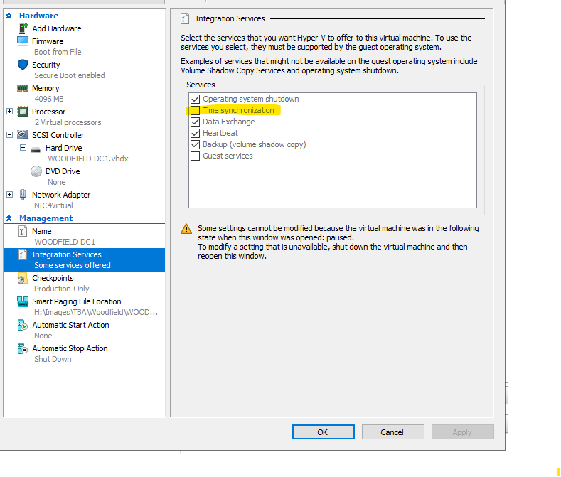 Setting a Hyper-V VMs Domain to Another Date