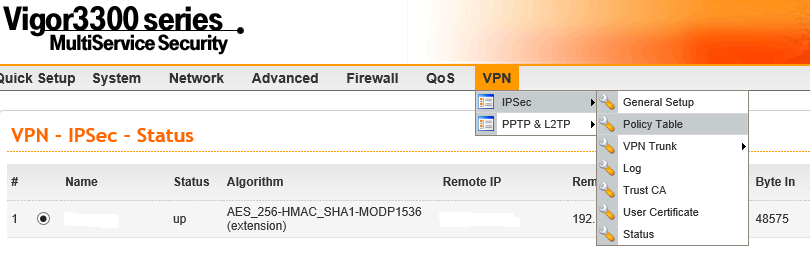 DrayTek Vigor 2830 to DrayTek Vigor 3300/3300V IPSec VPN