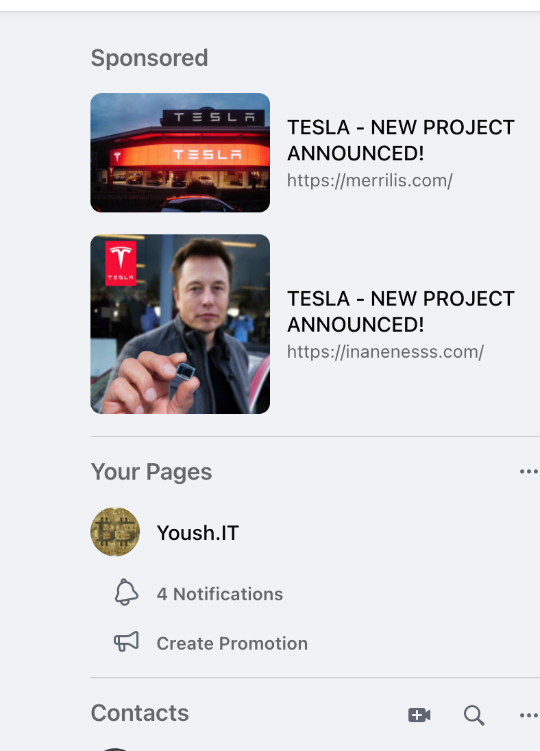 Facebook Tesla Scams