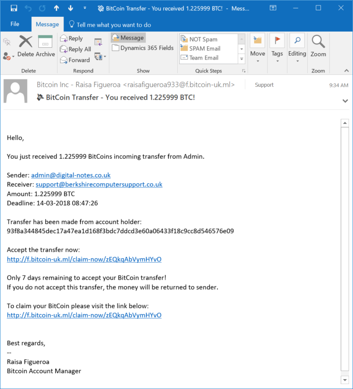 Spam - 💸 BitCoin Transfer - You received 1.225999 BTC!