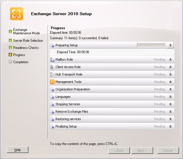 Exchange 2010 Uninstall Beginning