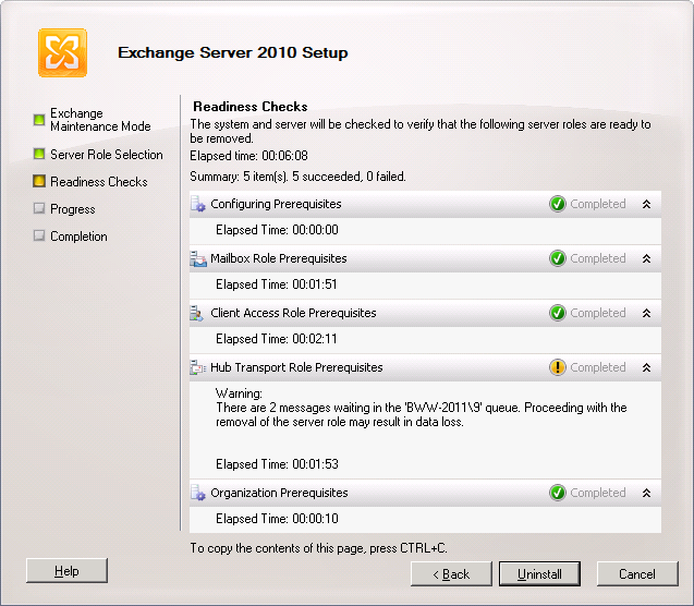 Exchange 2010 Readiness Check Completed
