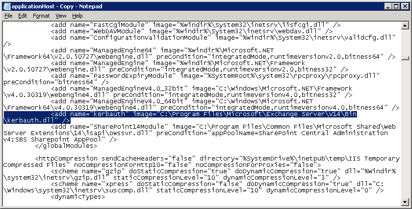 orhpaned Exchange References in applicationhost.config