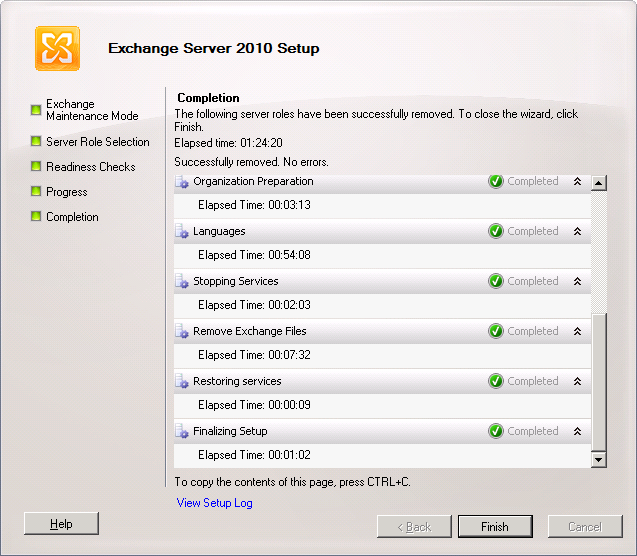 Exchange 2010 Uninstall Languages Slow