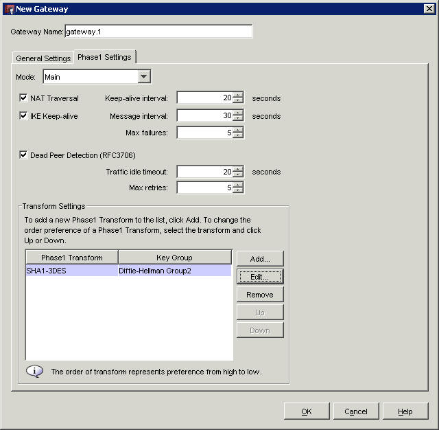 Watchguard Firebox New Gateway Dialog 3DES Group 2